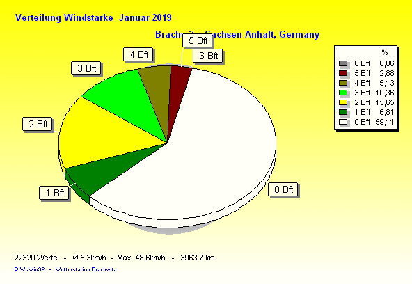 Januar 2019 - Verteilung Windstärke