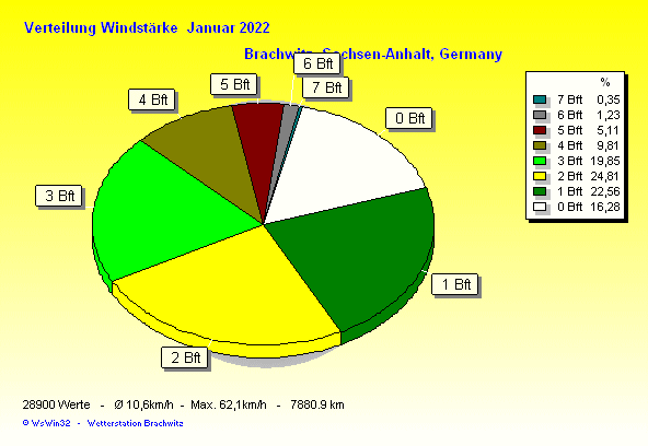 Januar 2022 - Verteilung Windstärke