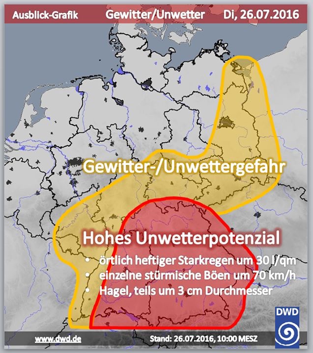 Gewitter aus Südwest und Ausblick auf die Nacht.